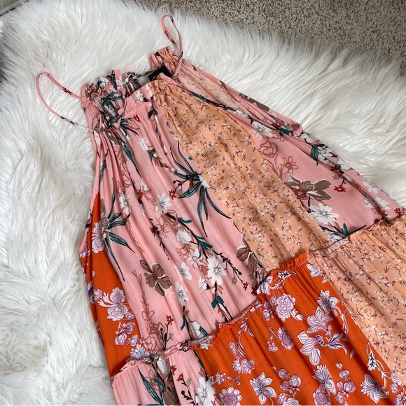 GiGiO Patchwork Floral Boho Flowy Midi Sun Dress - Picture 12 of 13